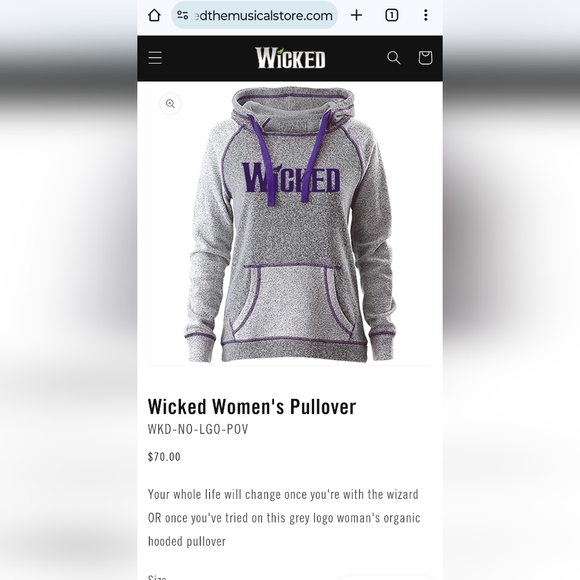 NWOT Wicked hoodie sweatshirt grey with purple accents - Picture 1 of 7